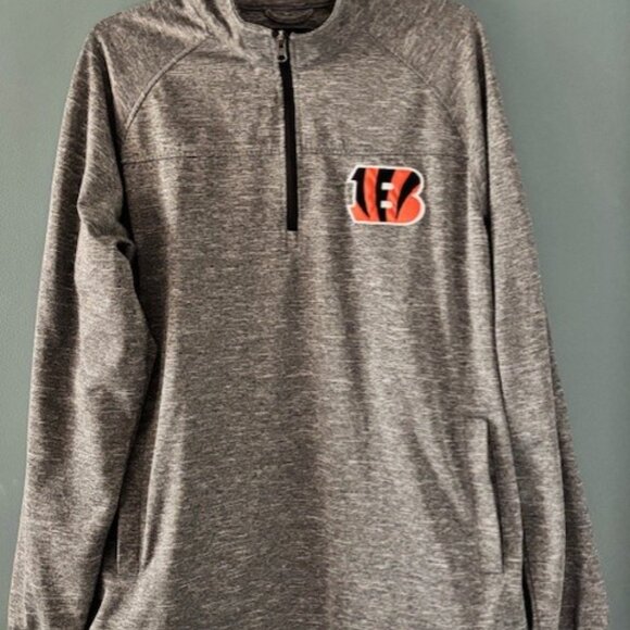 NFL Cincinnati Bengals L 1/4 Zip Pullover Sweatshirt Gray Wash Logo Cozy Pocket - Picture 1 of 8
